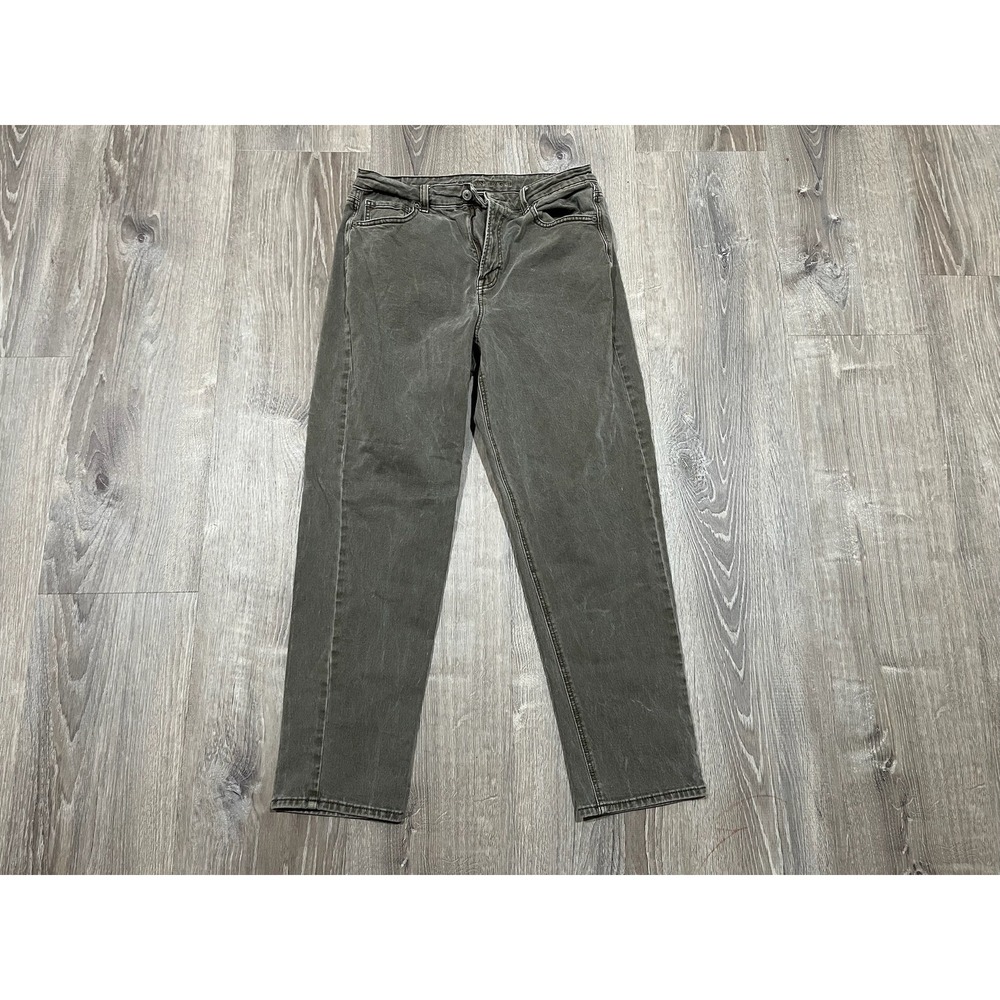 American Eagle Women 10 Regular Mom Jeans Olive Green Gray Stretch High Waisted
